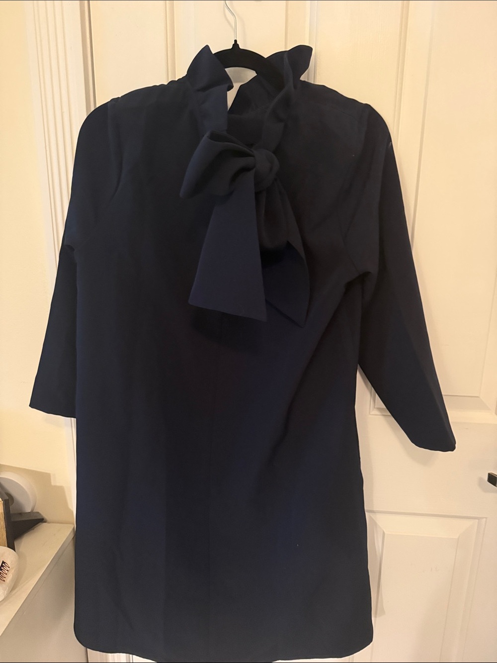 Tuckernuck Daphne Navy Ruffle Neck Shift Dress - Picture 3 of 4
